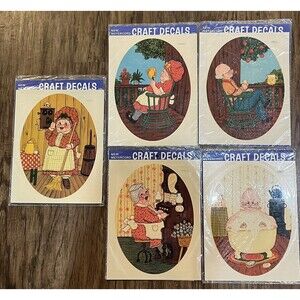 vintage meyercord decals lot Of 5 Grand Parents New In Plastic Craft 6x8.